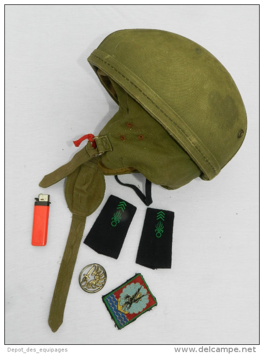 CASQUE De SAUT PARACHUTISTE + PATCH 11° D.P. + EPAULETTES LEGION + INSIGNE BERET PARA - Headpieces, Headdresses