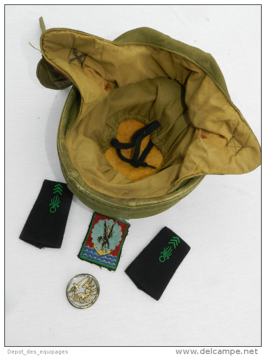 CASQUE De SAUT PARACHUTISTE + PATCH 11° D.P. + EPAULETTES LEGION + INSIGNE BERET PARA - Headpieces, Headdresses