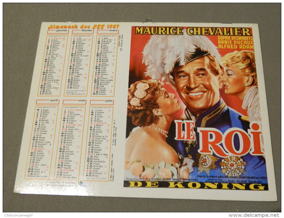 Calendrier 1987 - OLLER - Affiche De Cinéma - 212 - Kharbine Tapador - Maurice Chevalier - Le Roi De Koning - Quai Des.. - Formato Grande : 1981-90