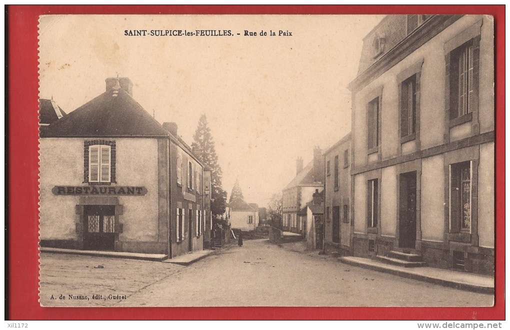 DF1-06 Saint-Sulpice-les-Feuille S, Rue De La Paix, Restaurant. Circulé Sous Enveloppe En 1917 - Saint Sulpice Les Feuilles