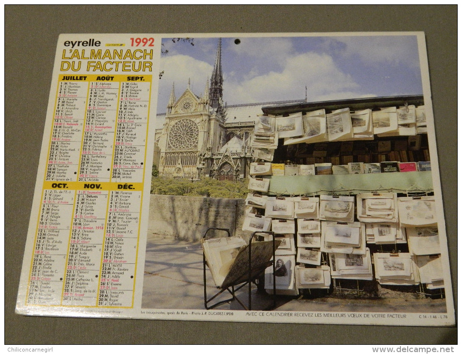 Calendrier 1992 - EYRELLE - J.P. DUCATEZ - Les Bouquinistes, Quai De Paris - Moulin Rouge - Grand Format : 1991-00