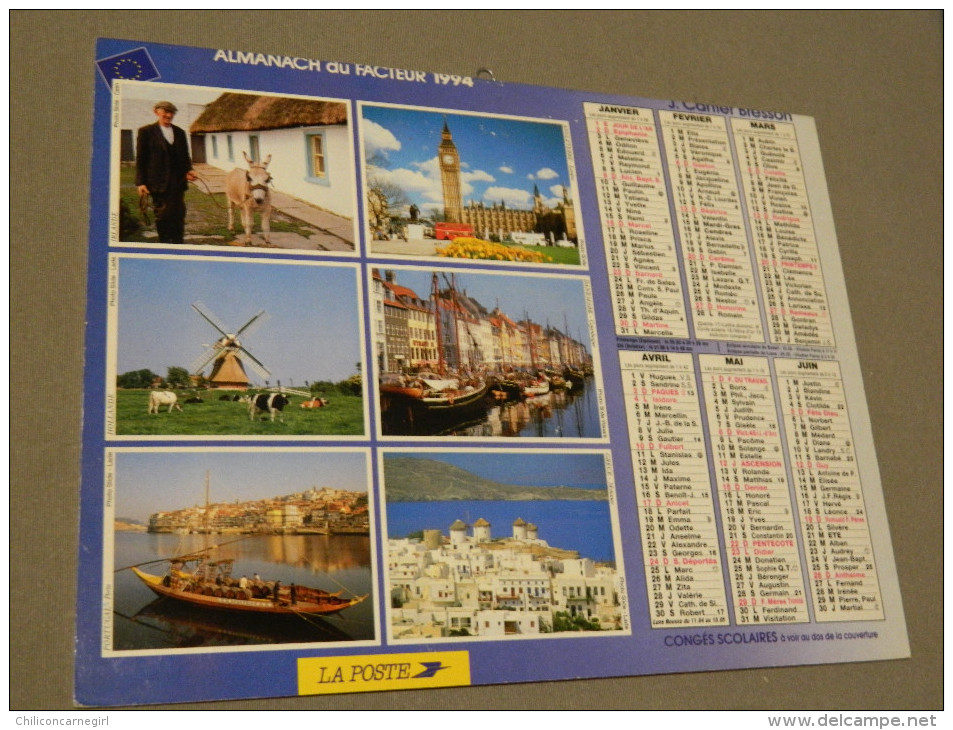 Calendrier 1994 - J. CARTIER BRESSON - Photo Slide - Moulin - Âne - Copenhague - Italie - Allemagne - Groot Formaat: 1991-00