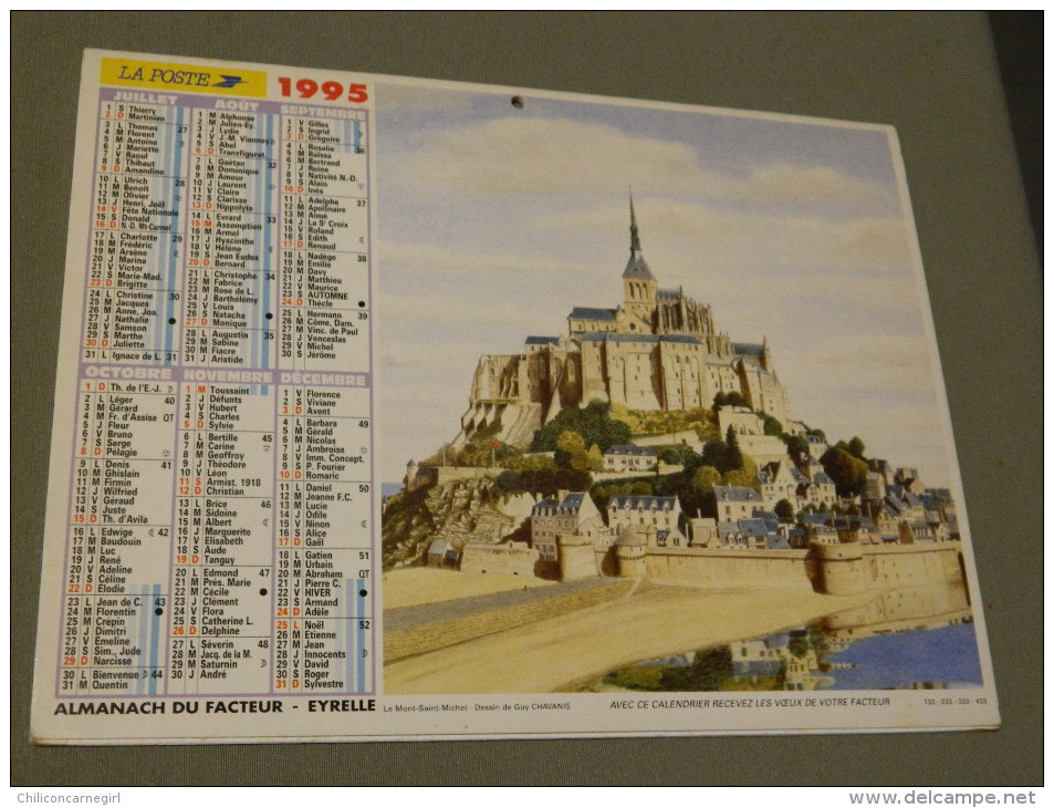 Calendrier 1995 - EYRELLE - La Rochelle - Le Mont-Saint-Michel - Dessin De Guy CHAVANIS - Big : 1991-00