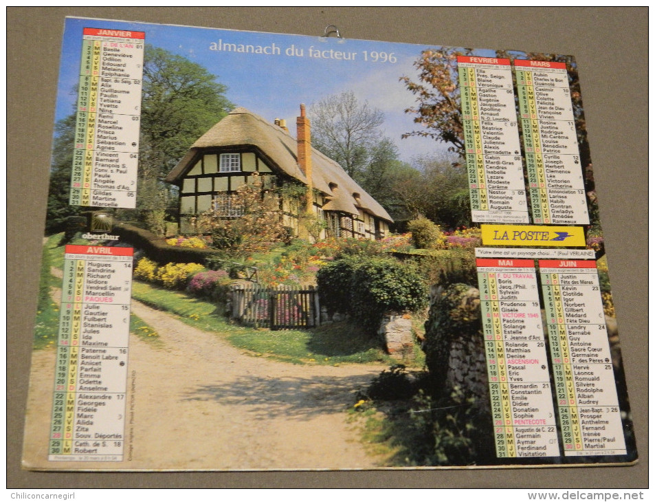 Calendrier 1996 - OBERTHUR - Cottage Anglais - Combloux - Photo PICTOR - Big : 1991-00