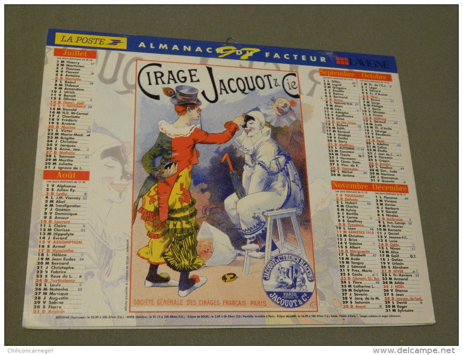 Calendrier 1997 - LAVIGNE - Affiche Ancienne - Cirage Jacquot & Cie - Pierrot - Léonard De Selva - TAPABOR - Grand Format : 1991-00