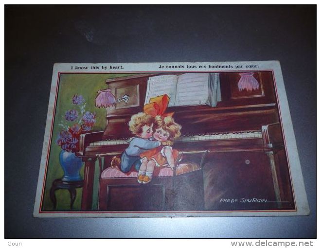LC100 BC10-2-36 Illustrateur Fred SPurgin Garçon Et Fille S Embrassent Devant Piano - Spurgin, Fred