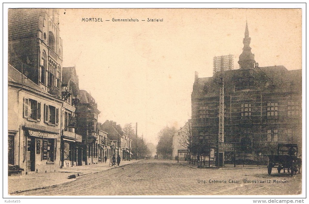 Mortsel - Gemeentehuis - Statleiel 19..  (Geanimeerd+ Paard Met Kar) - Mortsel