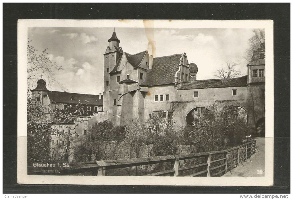 TOP !! GLAUCHAU * TEILANSICHT * RÜCKSEITE: FUNKFERNSPRECHEN NACH SÜDAMERIKA FÜR JEDERMANN ZUGELASSEN  *!! - Glauchau