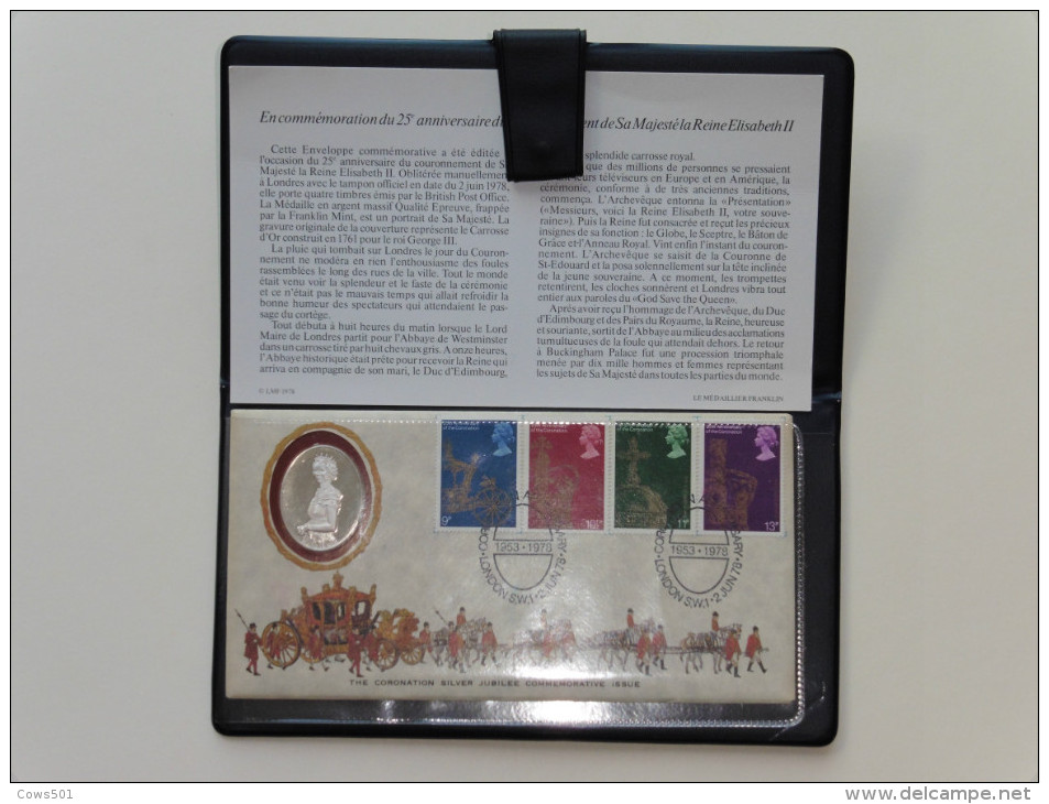 Médaille   Et Timbres :Couronnement De Sa Majesté La Reine Elisabeth II 1953-1978 - Collections