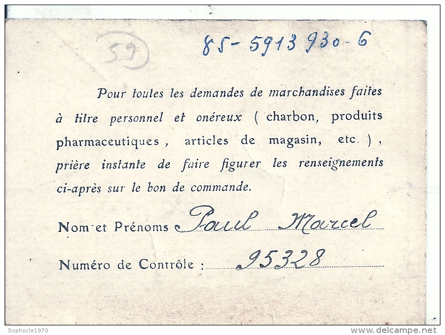NORD PAS DE CALAIS - 59 - NORD - ANZIN - Union Des Sociétés Mutualistes - Carte De Membre - Non Classés