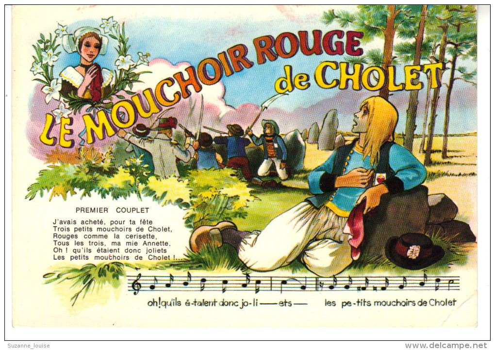 CP  "Le Mouchoir Rouge De Cholet"  Chanson Par Théodore Botrel - Cholet