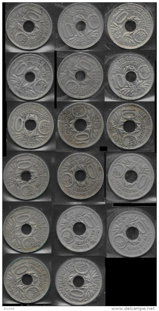 I06 FRANCE 1917-1937 10c Lot De 31 Pièces De Monnaie Type LINDAUER / Coin / Münze - Sammlungen