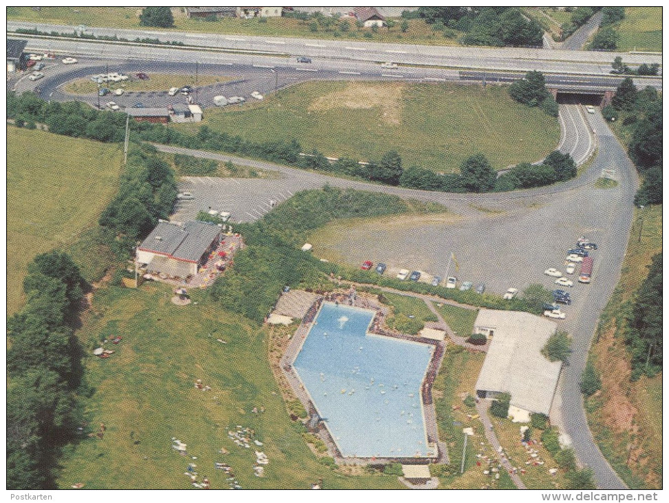 ÄLTERE POSTKARTE AUTOBAHN RASTSTÄTTE KIRCHHEIM A7 AUTOBAHNSCHWIMMBAD AMT NIEDERAULA Motorway Swimming Pool Autoroute AK - Sonstige & Ohne Zuordnung