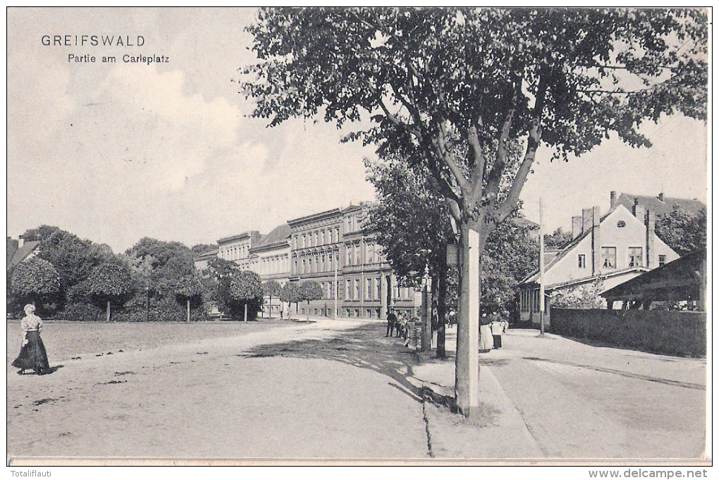 GREIFSWALD Partie Am Carlsplatz Belebt 20.5.1911 Gelaufen - Greifswald