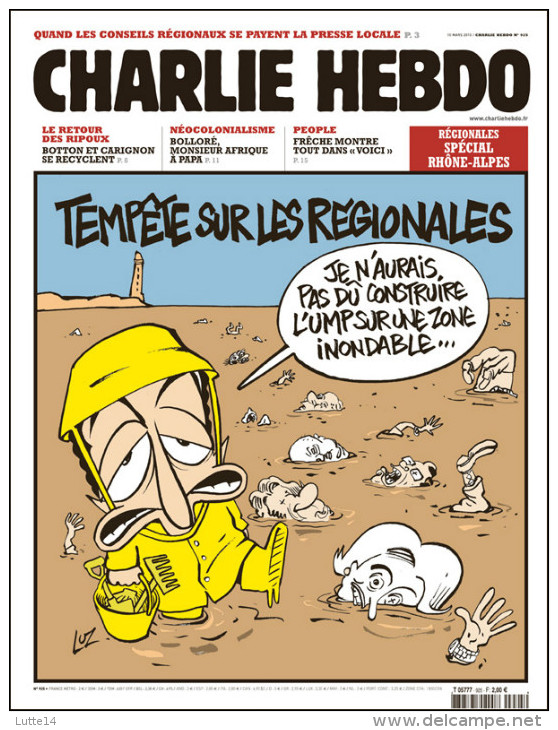 CHARLIE HEBDO N° 925 Du 10/03/2010 - Elections Régionales Ump / Ripoux: Botton Et Carignon / Néocolonialisme Bolloré - Humour