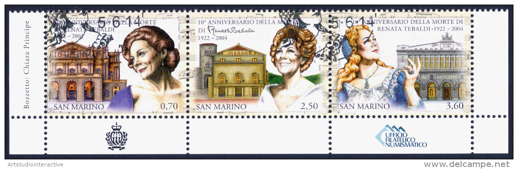 2014 SAN MARINO "RENATA TEBALDI" SINGOLO ANNULLO PRIMO GIORNO - Usati