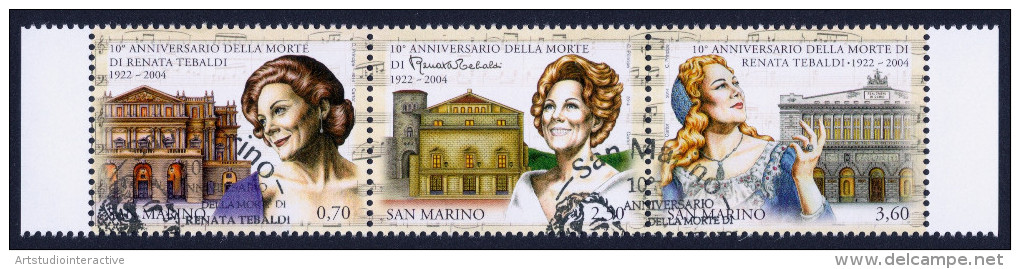 2014 SAN MARINO "RENATA TEBALDI" SINGOLO ANNULLO PRIMO GIORNO - Usati