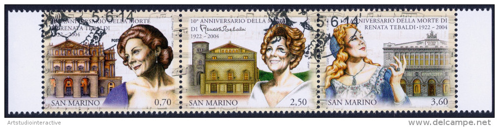 2014 SAN MARINO "RENATA TEBALDI" SINGOLO ANNULLO PRIMO GIORNO - Oblitérés