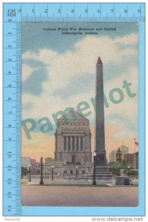 US-Indiana ( Indianapolis, World War Memoral And Obelisk CPSM Linen Postcard ) Recto/Verso - Indianapolis