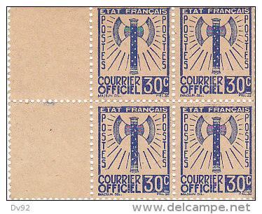 TIMBRE DE SERVICE BLOC DE 4 NEUF N°2 - Neufs