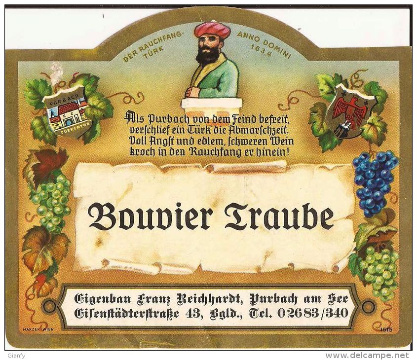 EIGENBAU FRANZ REICHARDT BOUVIER TRAUBE AUSTRIA WINE LABEL - Gewurztraminer