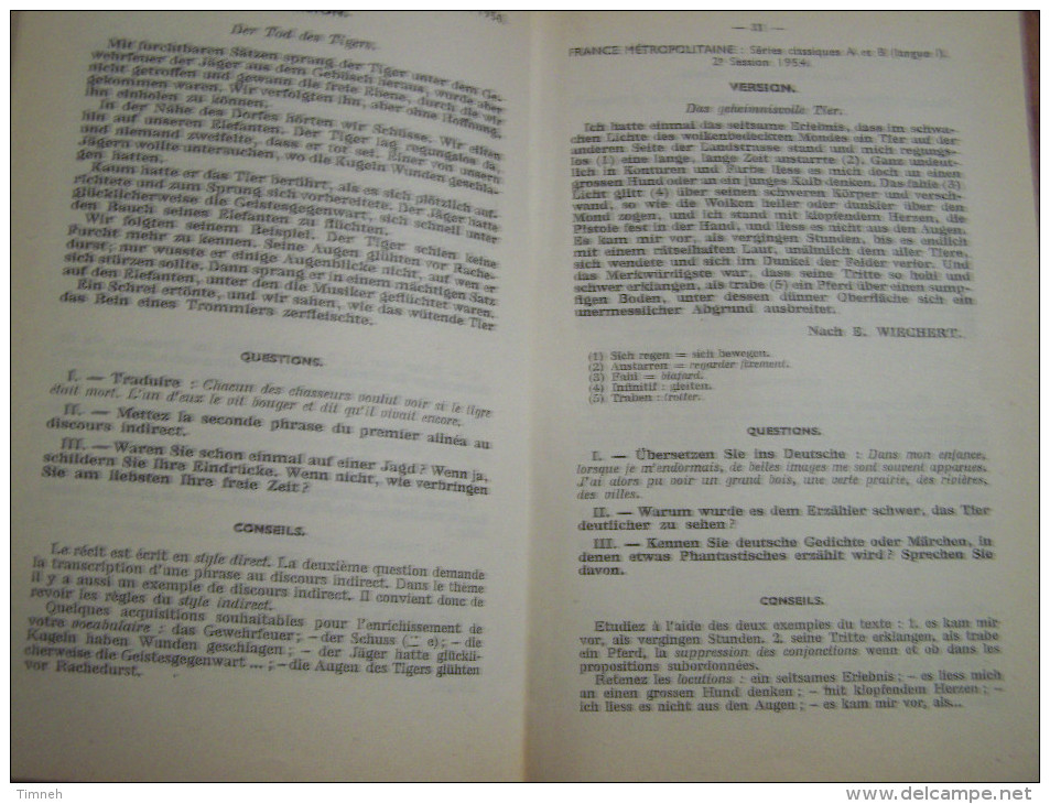 LA LANGUE ALLEMANDE AU BACCALEUREAT L. JUHLIN 1957 édition DELAGRAVE - Schoolboeken