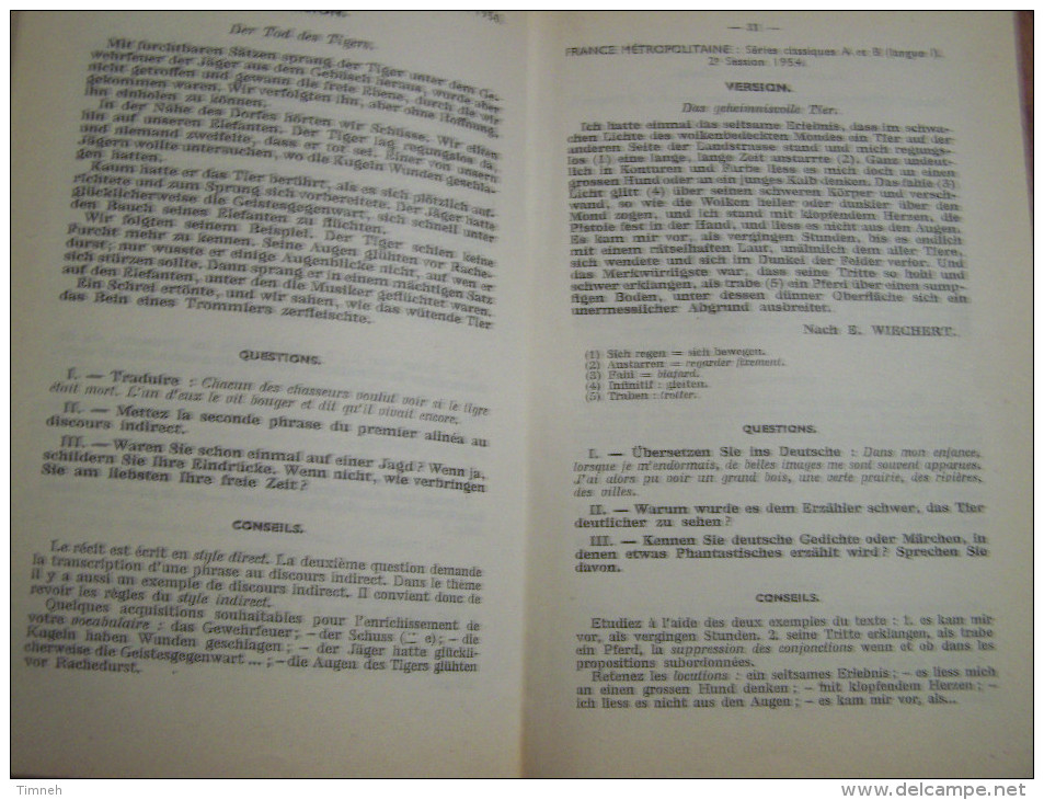LA LANGUE ALLEMANDE AU BACCALEUREAT L. JUHLIN 1957 édition DELAGRAVE - School Books
