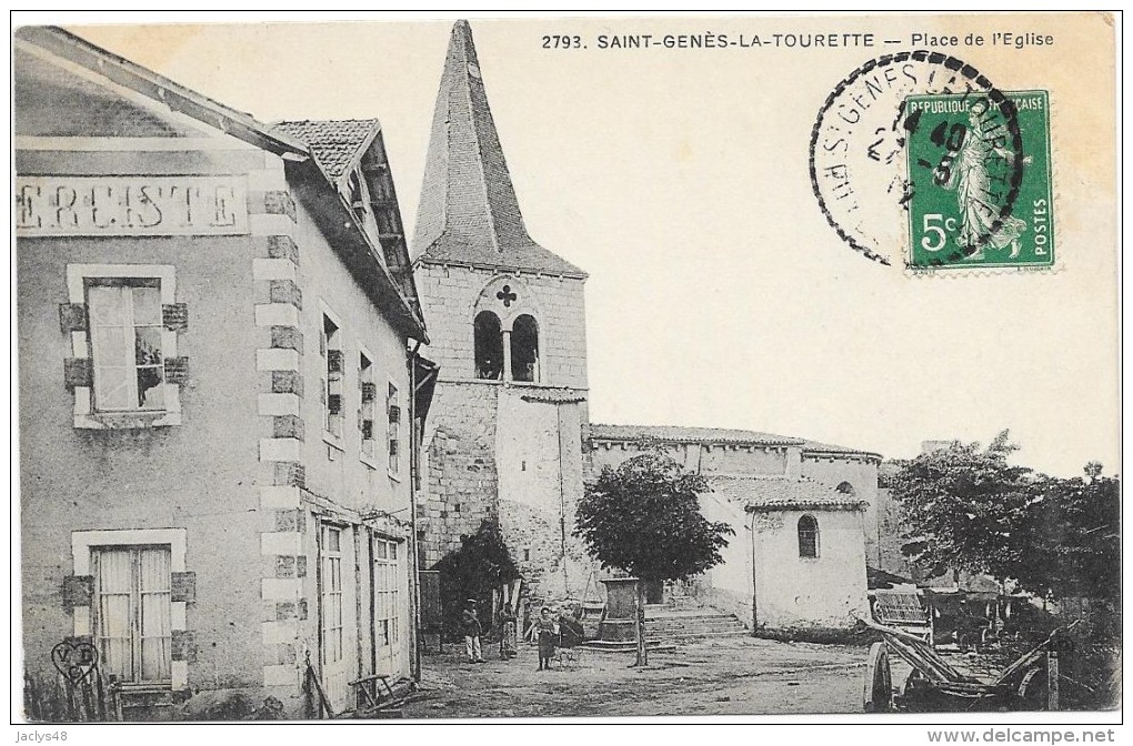 SAINT-GENES-LA-TOURETTE   CPA(63)  Place De L'Eglise   Auvergne Pittoresque - Autres & Non Classés