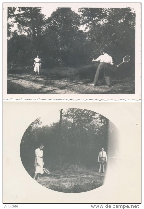 2 Photos Amateur Partie De Tennis Dans La Forêt De Verrières Vers 1935 - Photographie Ancienne - No CPA - Verrieres Le Buisson