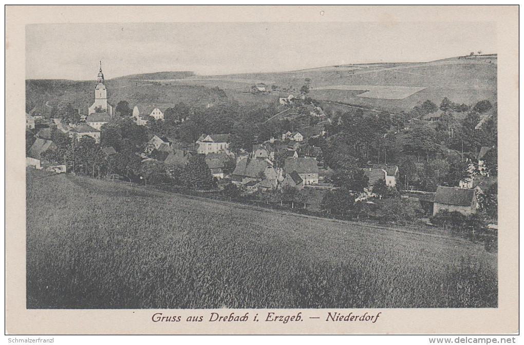 AK Drebach Erzgebirge Niederdorf Mit Kirche Bei Zschopau Wolkenstein Scharfenstein Gelenau Thum Ehrenfriedersdorf Herold - Thum