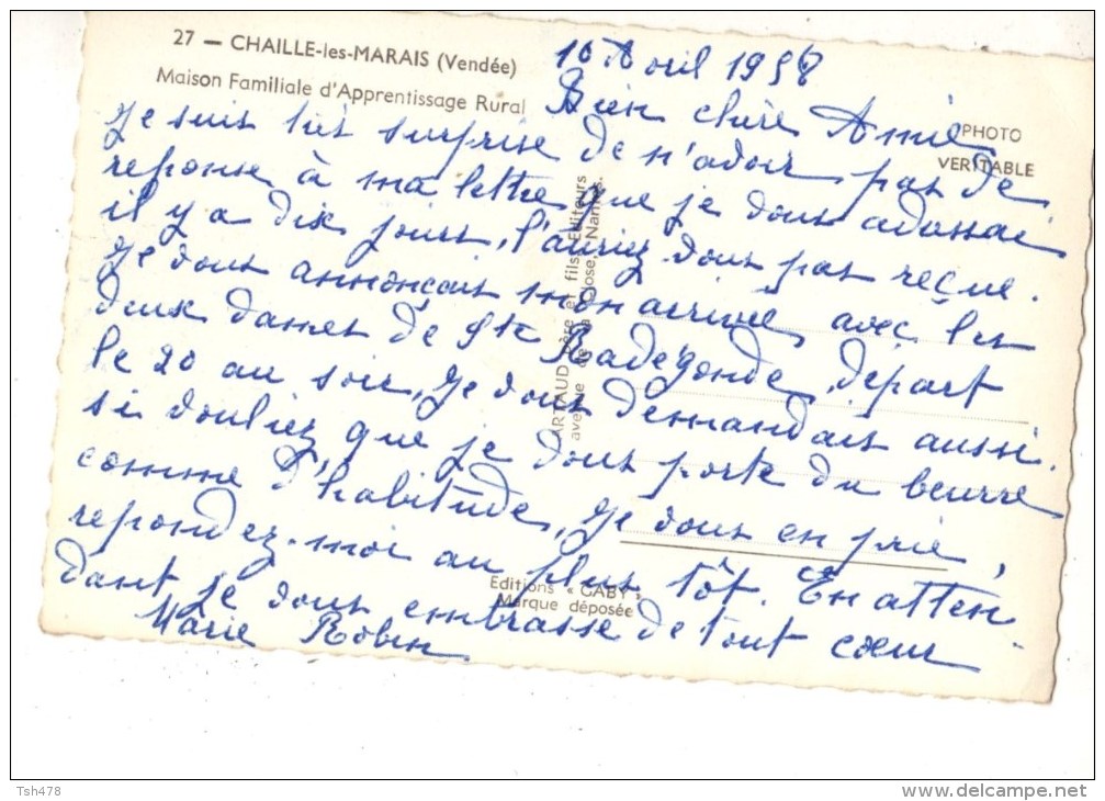 85-----CHAILLE LES MARAIS---maison Familiale D'apprentissage Rural--voir 2 Scans - Chaille Les Marais