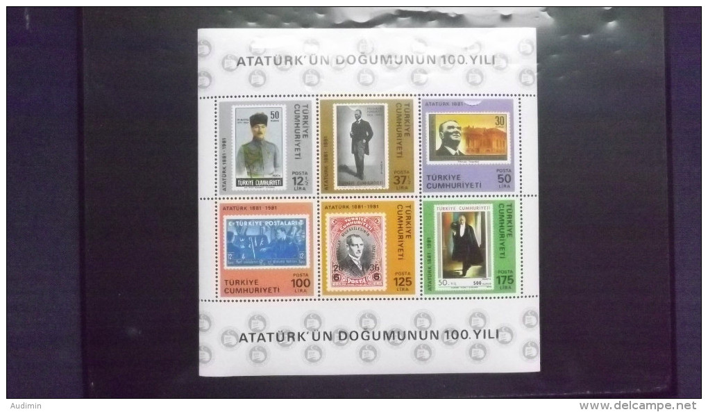 Türkei 2557/62 Block 19 **/mnh, 100. Geburtstag Von Atatürk - Hojas Bloque