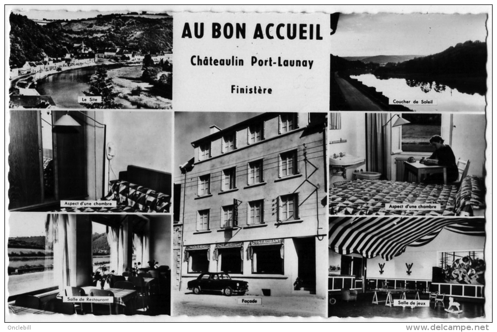 Chateaulin Port Launay Finistère Hotel Restaurant Bon Accueil Bromure 1950 état Superbe - Châteaulin