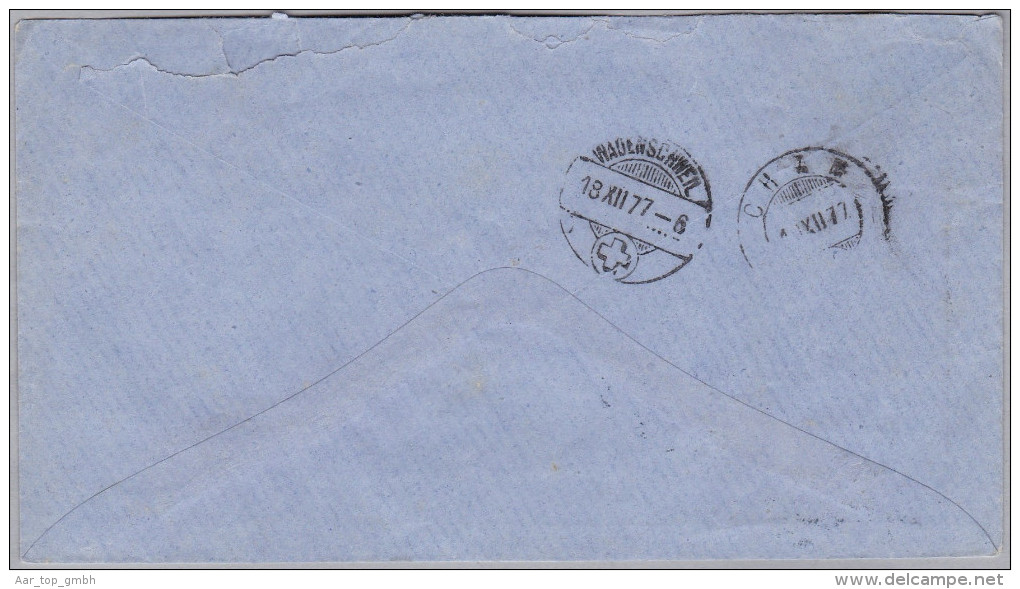 Heimat ZH SCHOENENBERG 1877-12-01 Blau Brief 10Rp. Sitzende (Zahnfehler) - Lettres & Documents