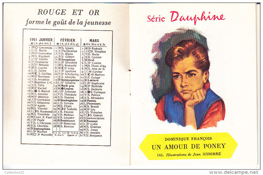 CALENDRIER ... ROUGE ET OR ... SERIE DAUPHINE ... FORMAT 75 X 95 Mm - Petit Format : 1961-70