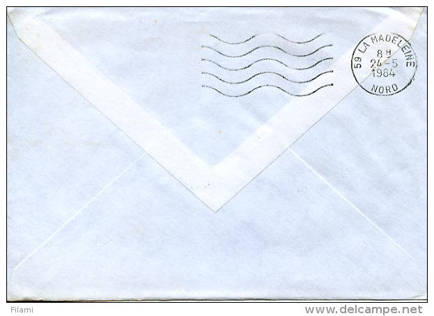 EMA Illustrée Engrenage,Ecole DAMPIERRE, Lycée Technique Privé Sur Lettre, Envelope Obliterée 21.5.84 Valenciennes Pl De - Física