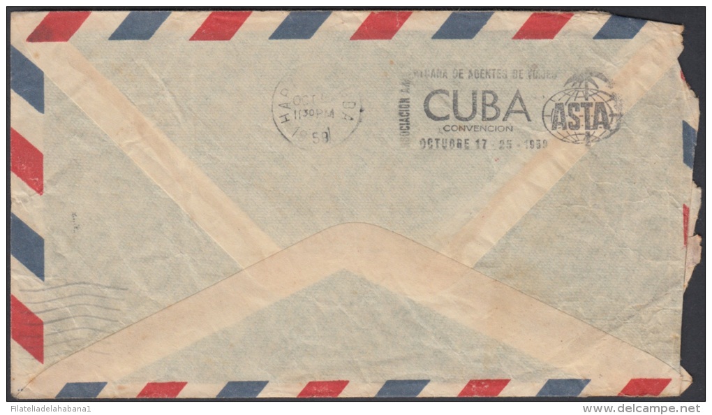 1959-H-3 ESPAÑA SPAIN RIVADESELLA COVER TO CUBA1959. MARCA: ASTA. ASOCIACION AGENTES DE VIAJES. TRAVELS CONVENTION - Cartas & Documentos