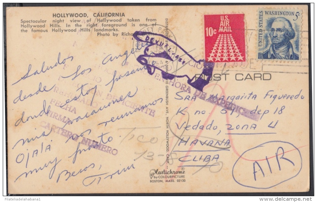 1954-H-20 US. 1954. TARJETA CON MARCA DE DEVOLUCION. FORWARDED POSTMARK. CALIFORNIA. US. 1954. - Briefe U. Dokumente