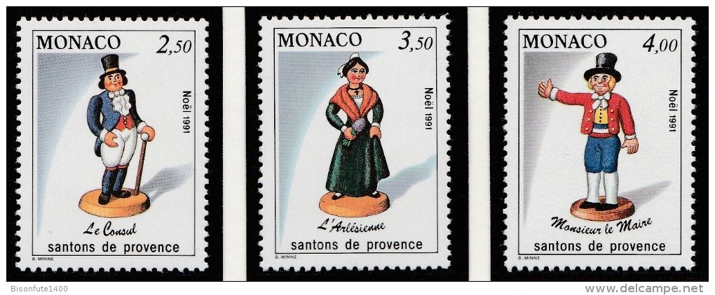 Monaco 1991 - "Noël : Santons De Provence III"  - Timbres Yvert & Tellier N° 1794 à 1796. - Neufs