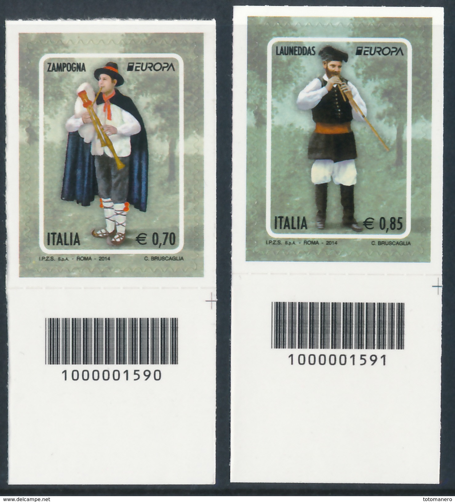 ITALY/Italien/Italia  EUROPA 2014 "National Music Instruments" Set Of 2v**barcode - 2014