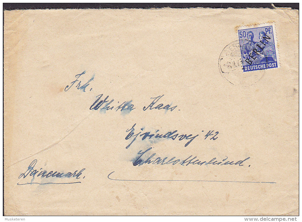 Germany Deutsche Post BERLIN 1948 Cover Brief To CHARLOTTENLUND Denmark Mi. 13, 50 Pf. Overprinted BERLIN - Briefe U. Dokumente
