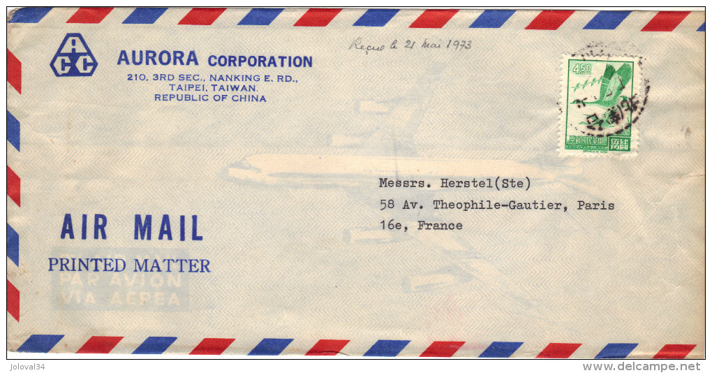 Chine - Lettre Avion Entête Aurora Corporation  Taipei Taiwan - 1973 - Briefe U. Dokumente