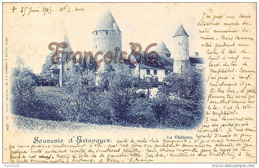 (FR) Souvenir D'Estavayer - Le Château - Bon état - 2 SCANS - Autres & Non Classés