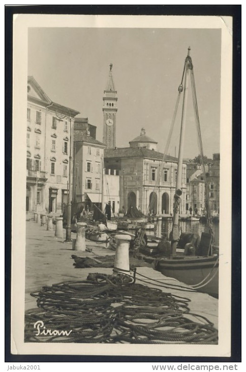 SLOVENIA PIRAN PIRANO OLD POSTCARD STAMP STT VUJNA 1954 PORTOROZ PORTOROSE - Slovenia