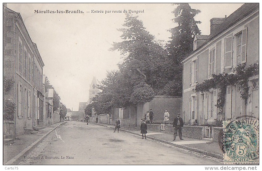 Marolles Les Braults 72 - Immeubles - Entrée Par Route De Dangeul - Cachet Postal 1910 - Marolles-les-Braults