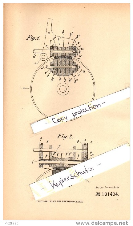 Original Patent - Fortuna-Werke Alberth Hirth In Cannstatt , 1906 , Lederabschärfmaschine Mit Ringmesser , Stuttgart !!! - Historische Dokumente