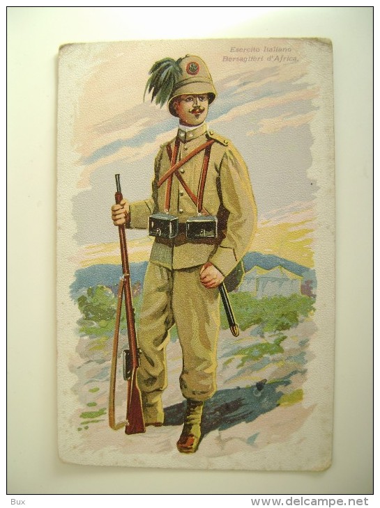 BERSAGLIERI   D'AFRICA    BERSAGLIERE  AFRIQUE    MILITARE   FORMATO  PICCOLO  VIAGGIATA  CON BOLLO RIMOSSO - Uniformi