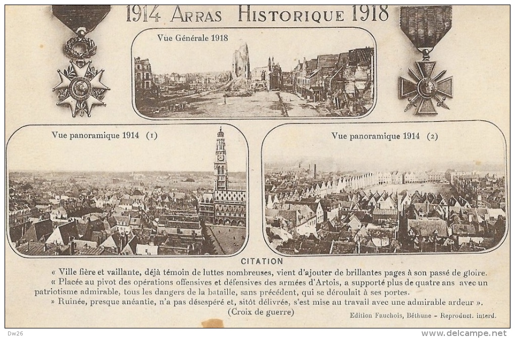 1914-1918 Arras Historique - Multivues - Vues Générale Et Panoramique - Carte UNIS Non Circulée - Arras