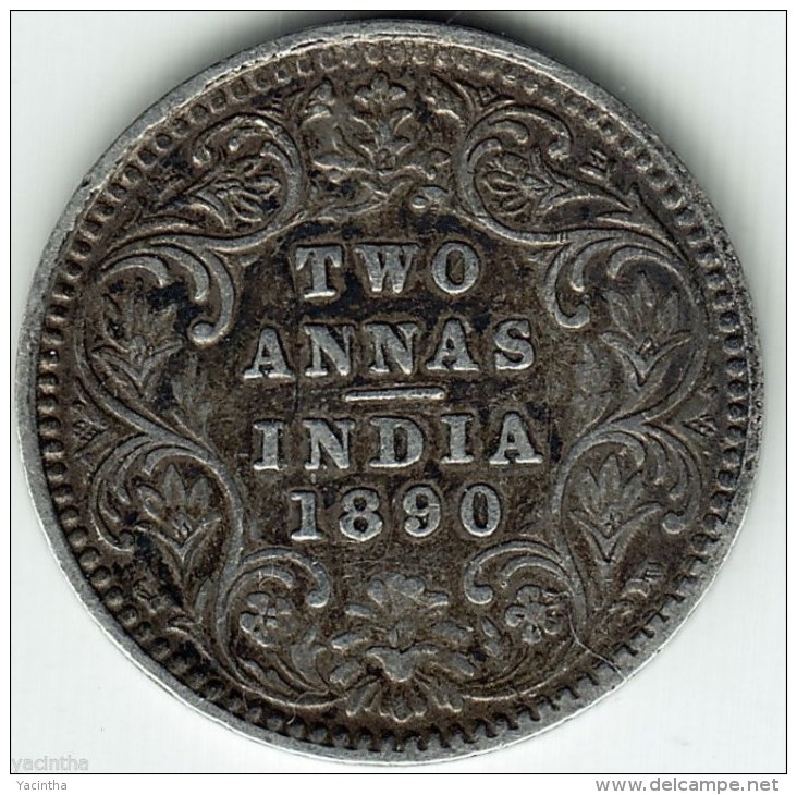 @Y@    British India 2 Annas 1890  B    (  2826) - India