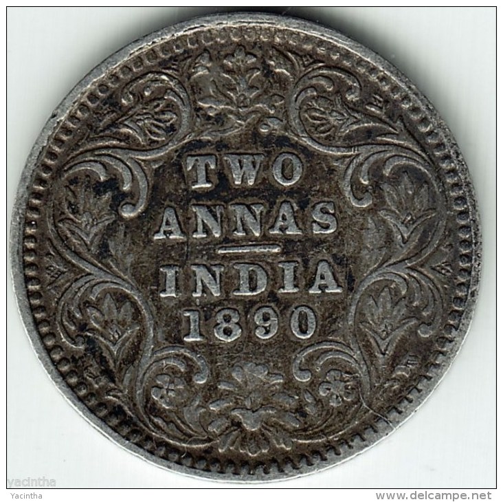 @Y@    British India 2 Annas 1890  B    (  2826) - Inde